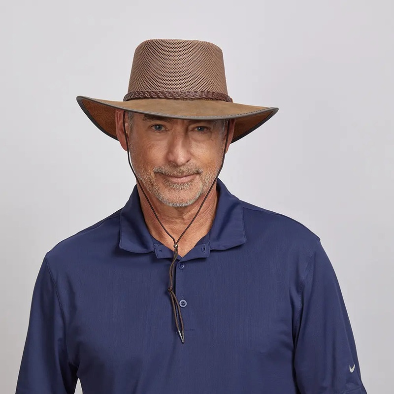 Breeze | Mens Wide Brim Sun Hat Bomber Brown SM