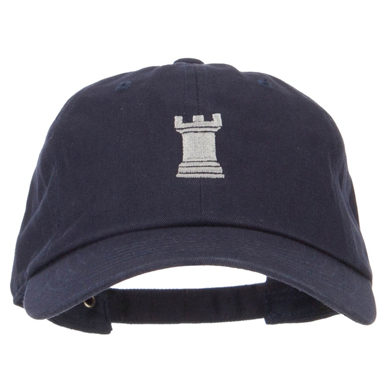 Chess Rook Embroidered Unstructured Washed Cap Navy One Size