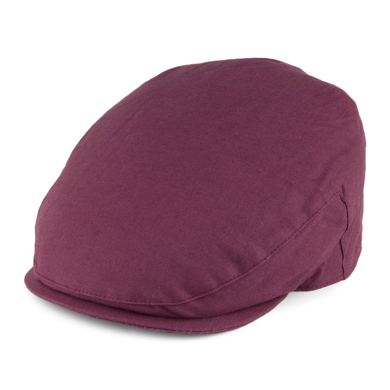Denton Hats Cheshire Linen Flat Cap – Maroon S