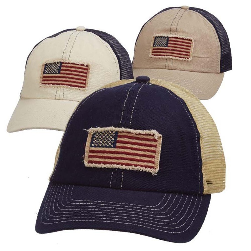 DPC Unstructured Trucker’s Cap with USA Flag Navy