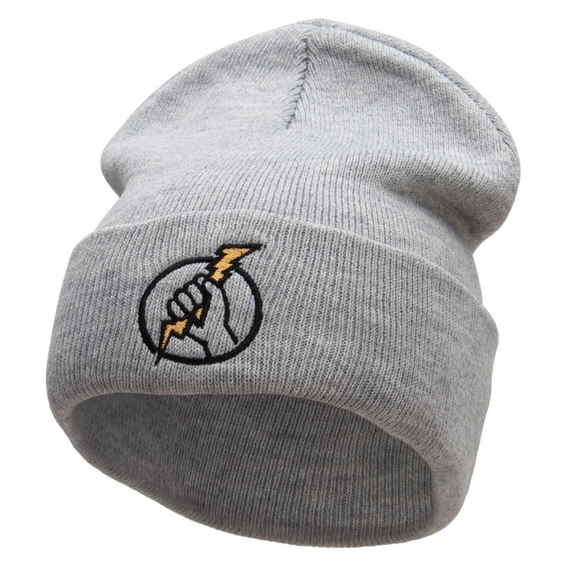 Electrician Embroidered 12 Inch Long Knitted Beanie Heather Grey One Size