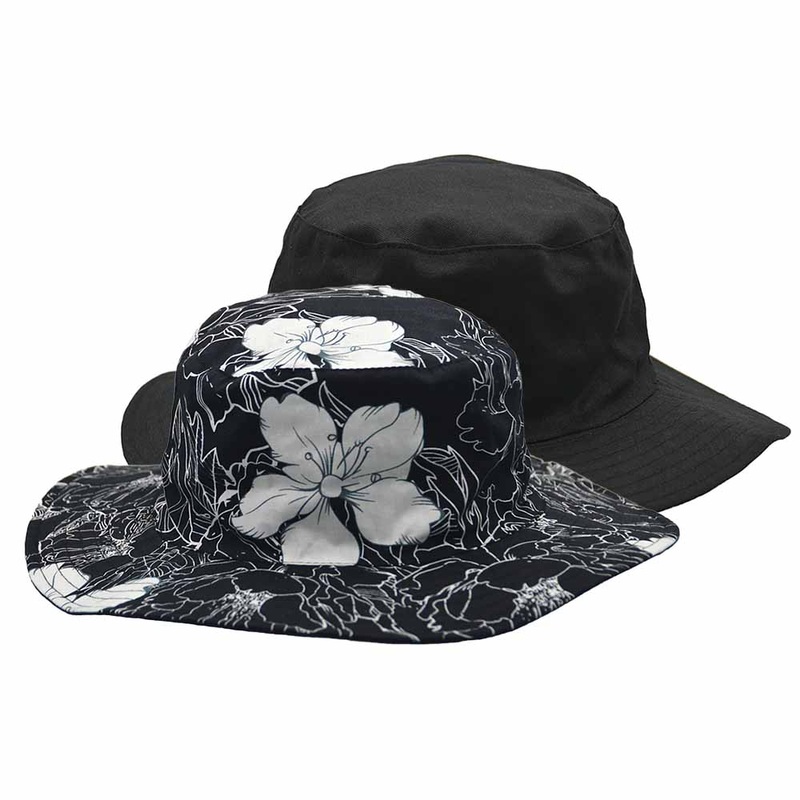 Junior Reversible Wide Brim Cotton Boonie Hat – Karen Keith Hats Black S/M (56-57 cm)