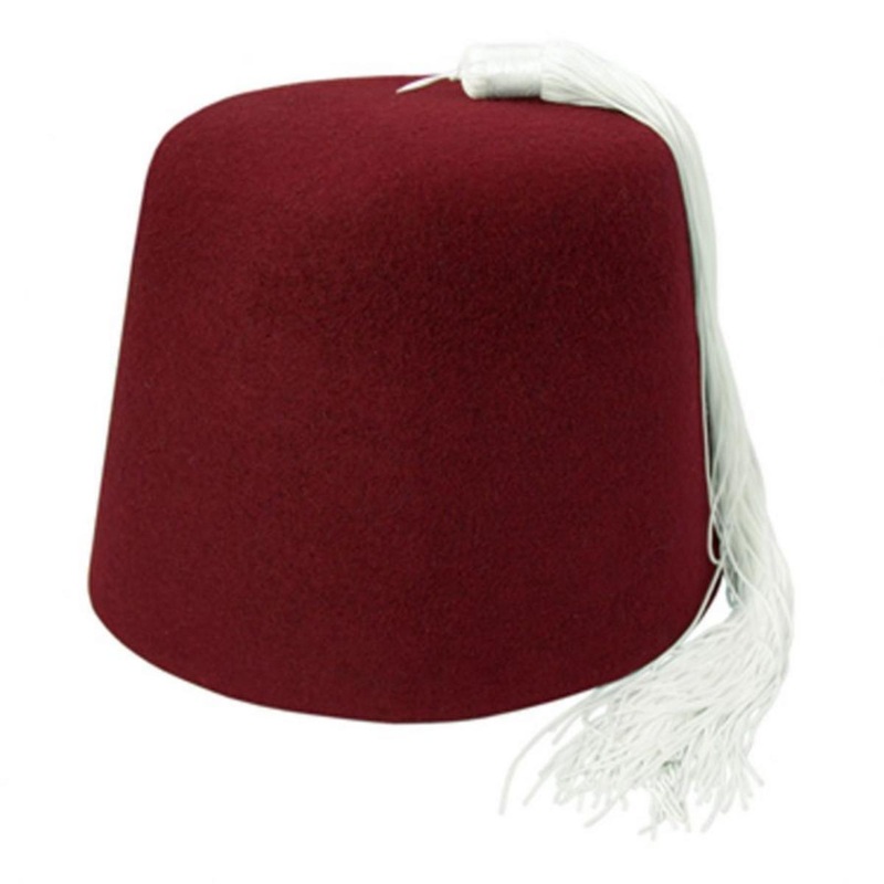 Maroon Wool Fez with White Tassel MAROON S