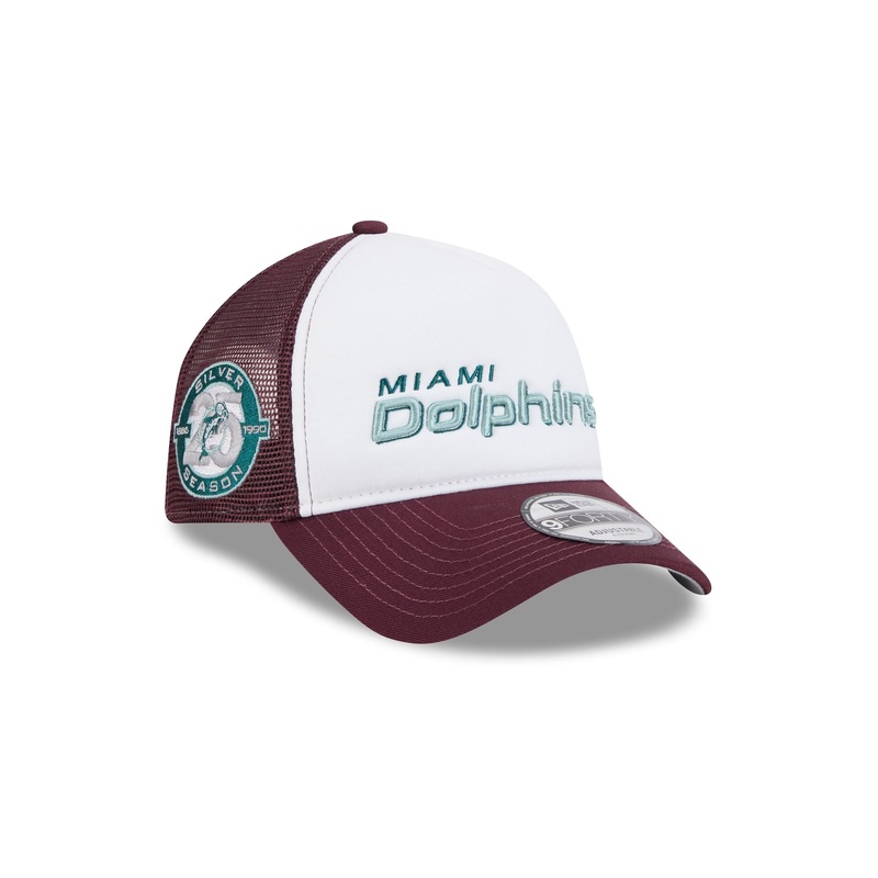 Miami Dolphins Optic White 9FORTY A-Frame Snapback Hat One Size