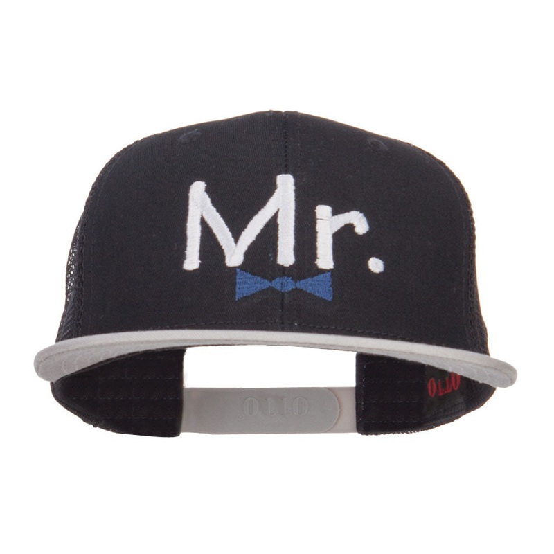 Mr Embroidered Mesh Snapback Cap Grey Black One Size