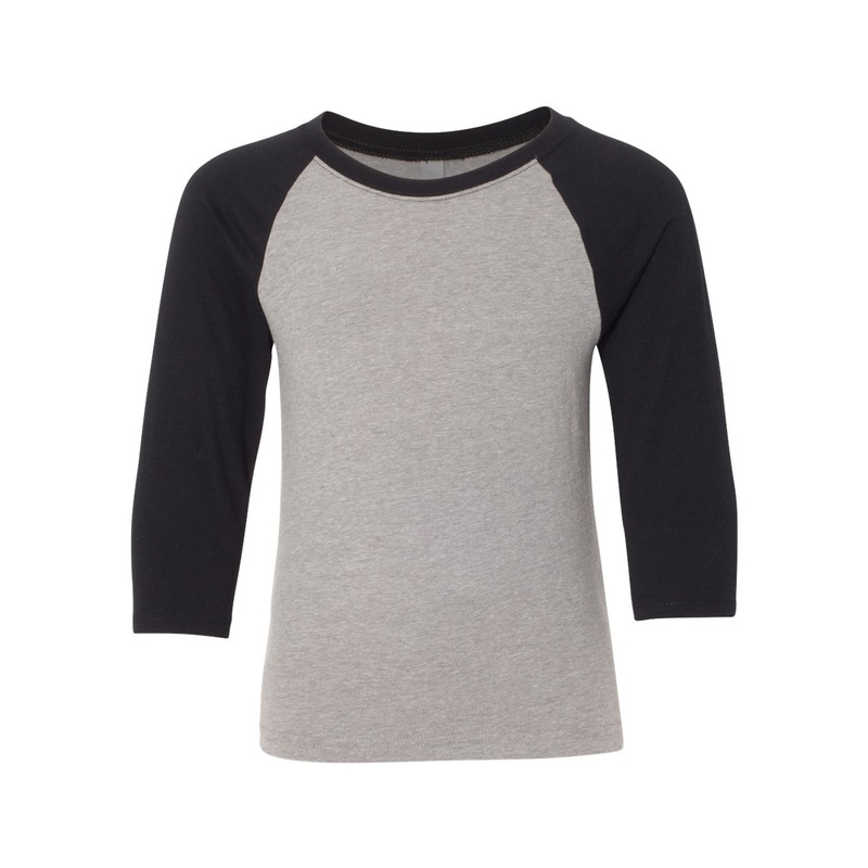 Next Level 3352 Youth CVC Three-Quarter Sleeve Raglan T-Shirt Black Sleeves/ Dark Heather Grey Body XS