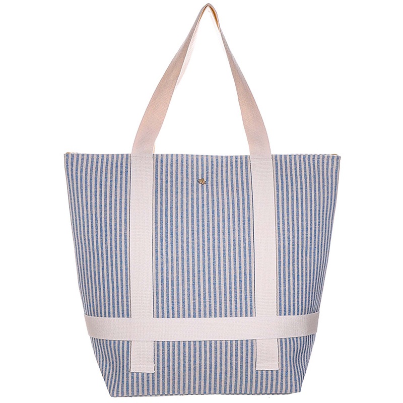 Striped Tote with Hat Carrying Strap – Cappelli Straworld Bags Denim