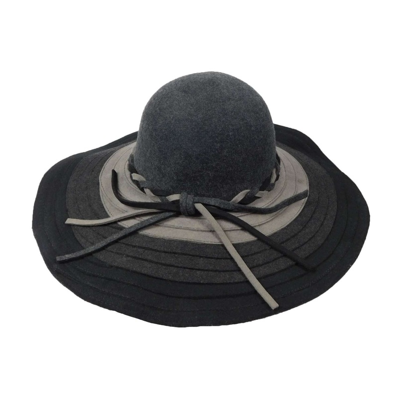 Three Tone Wool Felt Floppy Grey