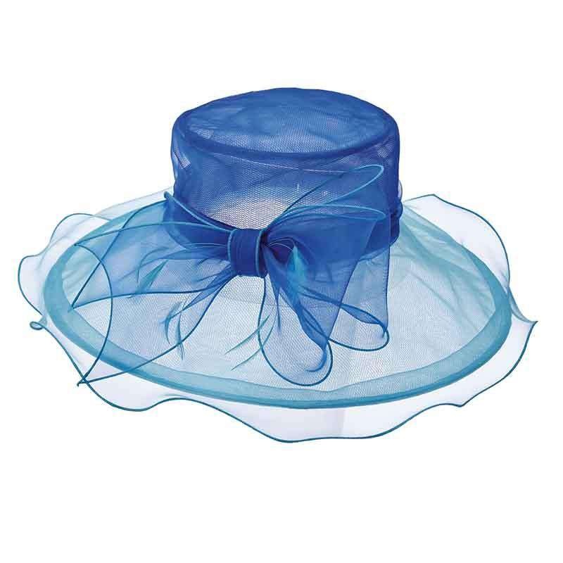 Two Tone Sheer Organza Hat with Large Bow – Scala Collezione Cobalt