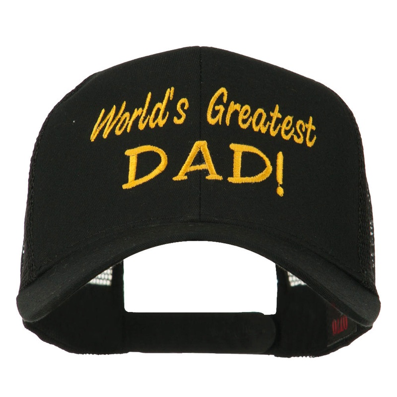 World’s Greatest Dad Embroidered Mesh Back Cap Black One Size
