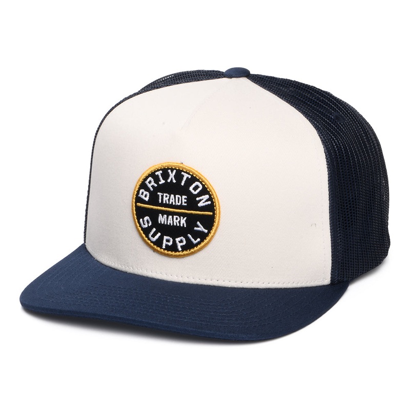 Brixton Hats Oath MP Trucker Cap – Off White-Indigo Adjustable