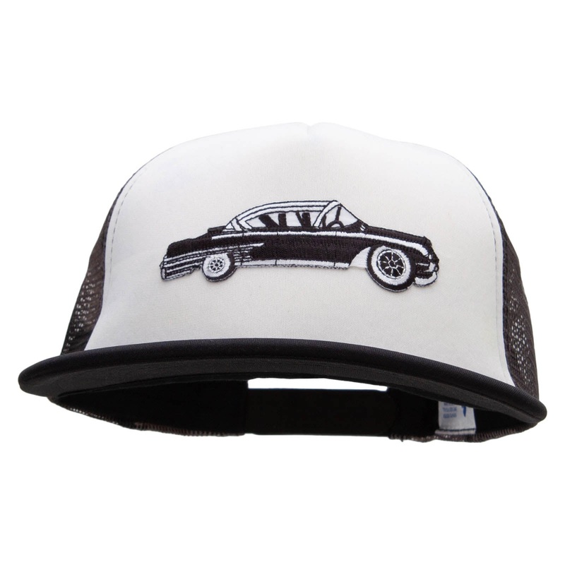Cadillac Car Patched Flat Bill Foam Camo Mesh Trucker Cap White City One Size