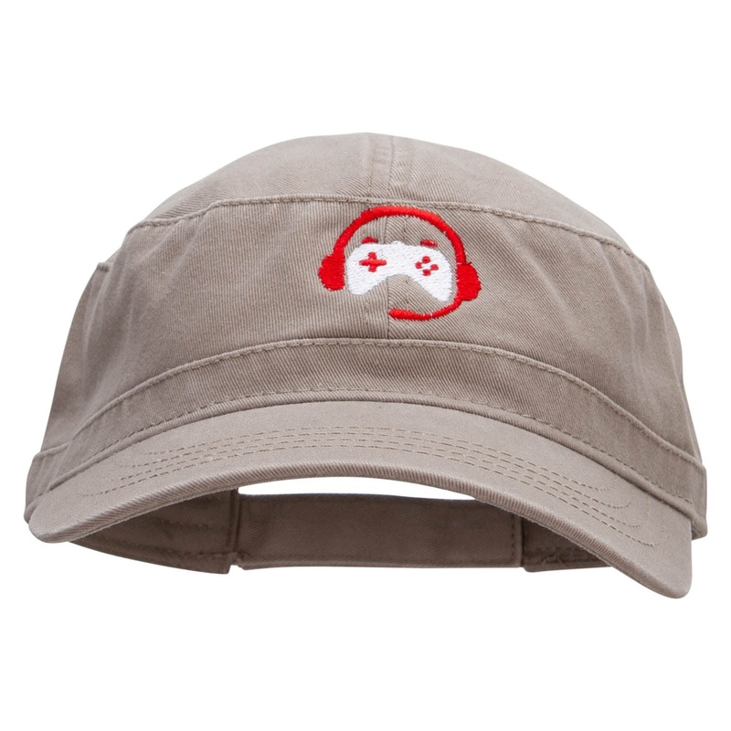 Controller Headset Embroidered Garment Washed Adjustable Army Cap Khaki One Size