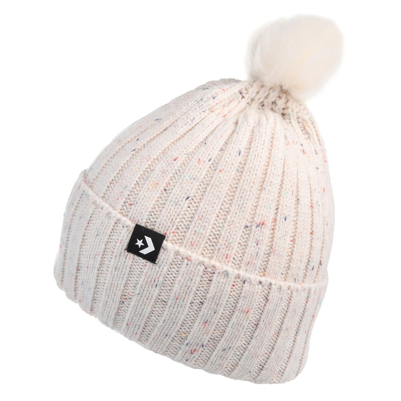 Converse Faux Fur Pom Bobble Hat – Cream 1-Size