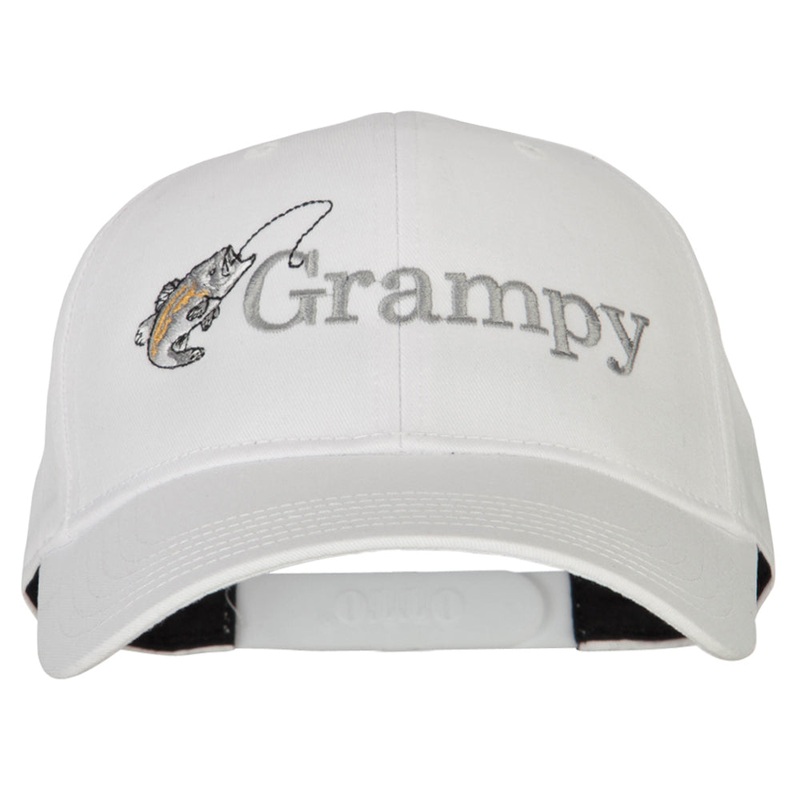 Fishing Grampy Embroidered Solid Cotton Pro Style Cap White One Size
