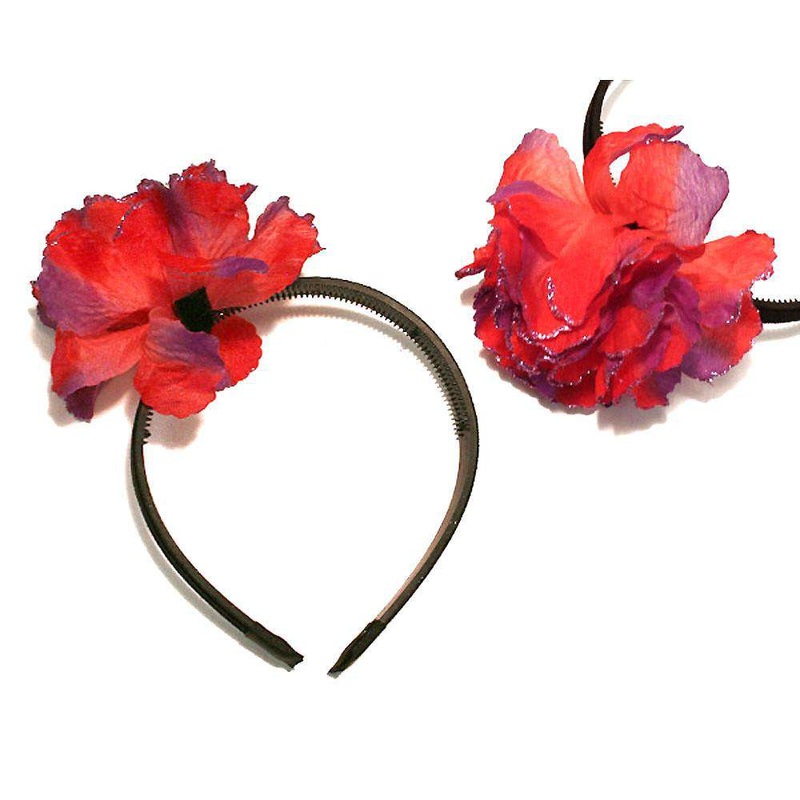 Flower Head Band Red and Purple