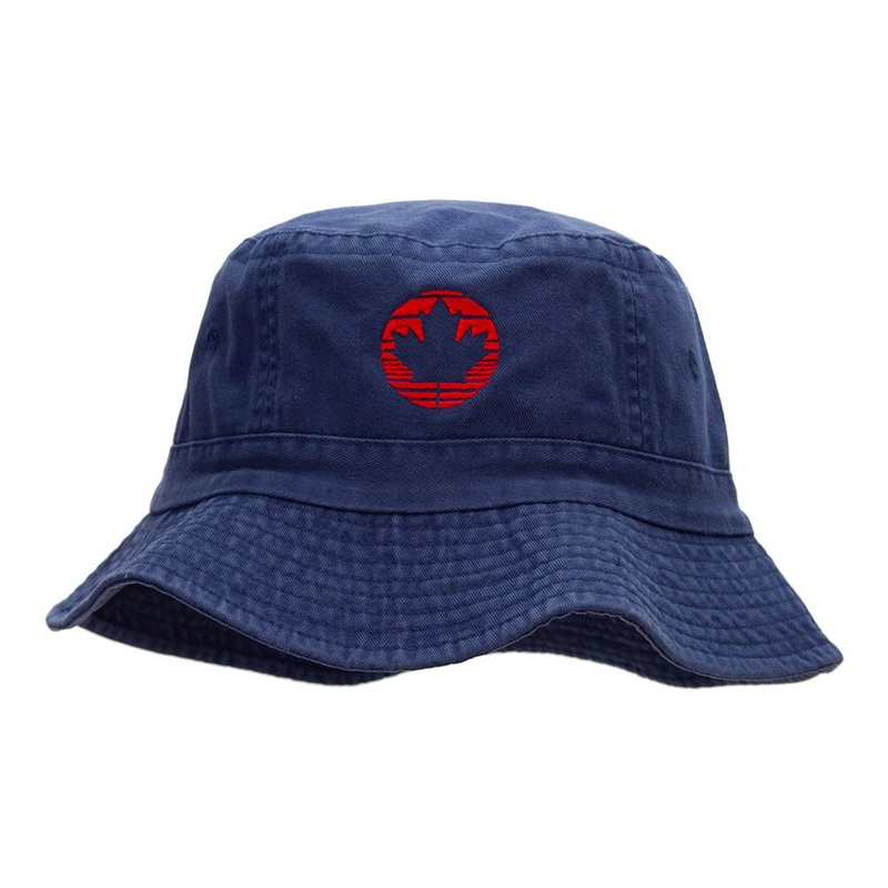 Lined Canada Leaf Embroidered Bucket Hat Royal One Size
