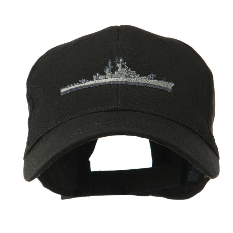 Navy Ship Missile Embroidered Cap Black One Size