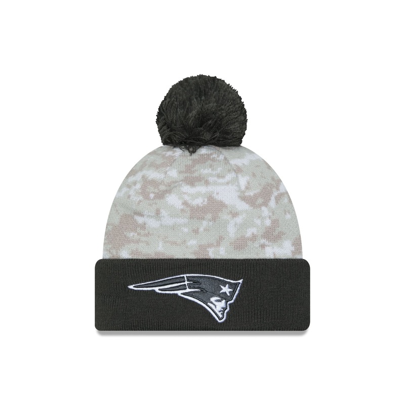 New England Patriots 2024 Salute to Service Pom Knit Hat One Size