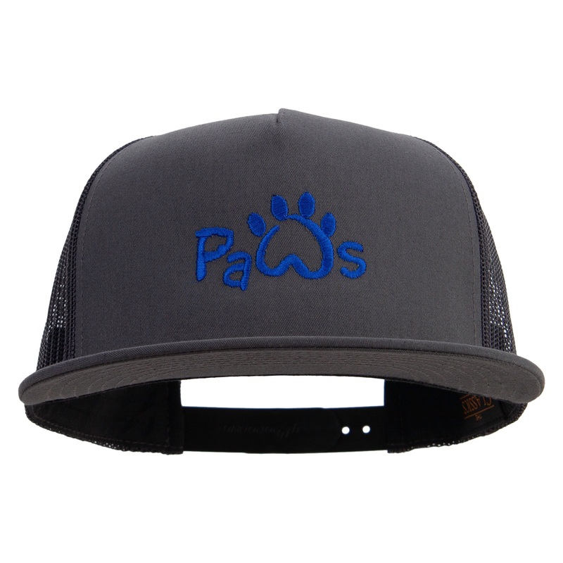 Paws Logo 5 Panel Mesh Trucker Snapback Cap Charcoal One Size