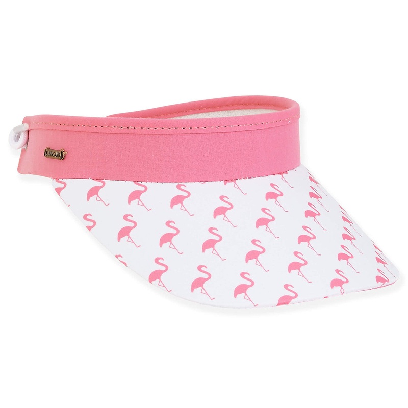 Pink Flamingos Print Spring Coil Sun Visor – Sun ‘N’ Sand Hat Pink OS