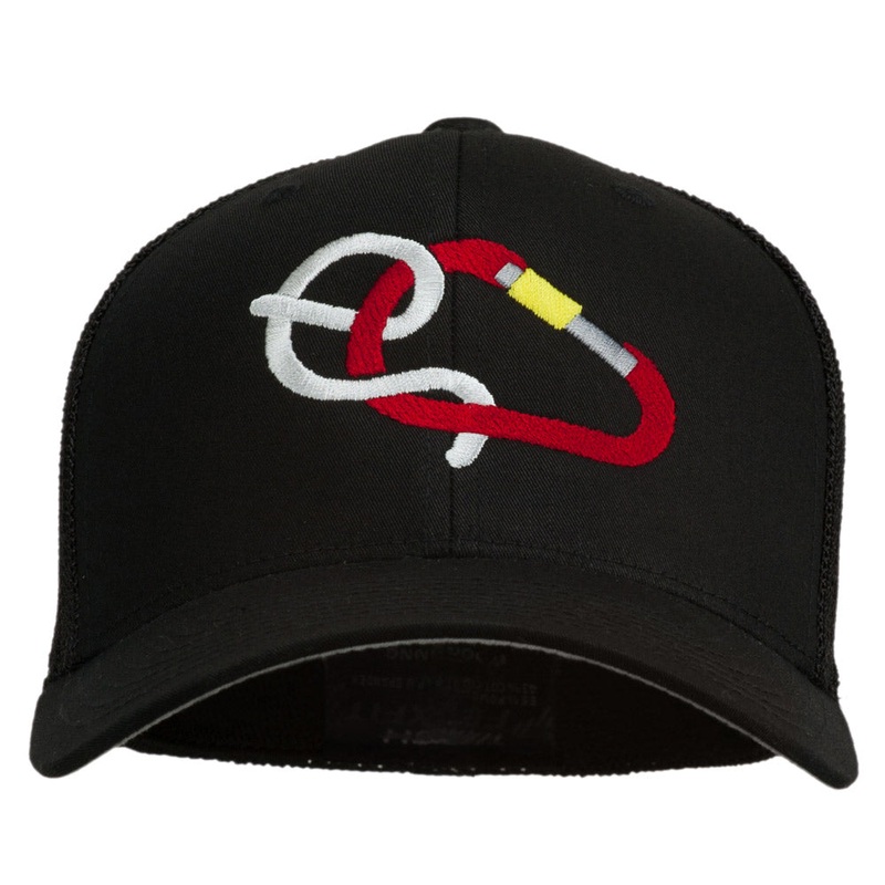 Rock Climbing Hitch Embroidered Flexfit Mesh Cap Black One Size