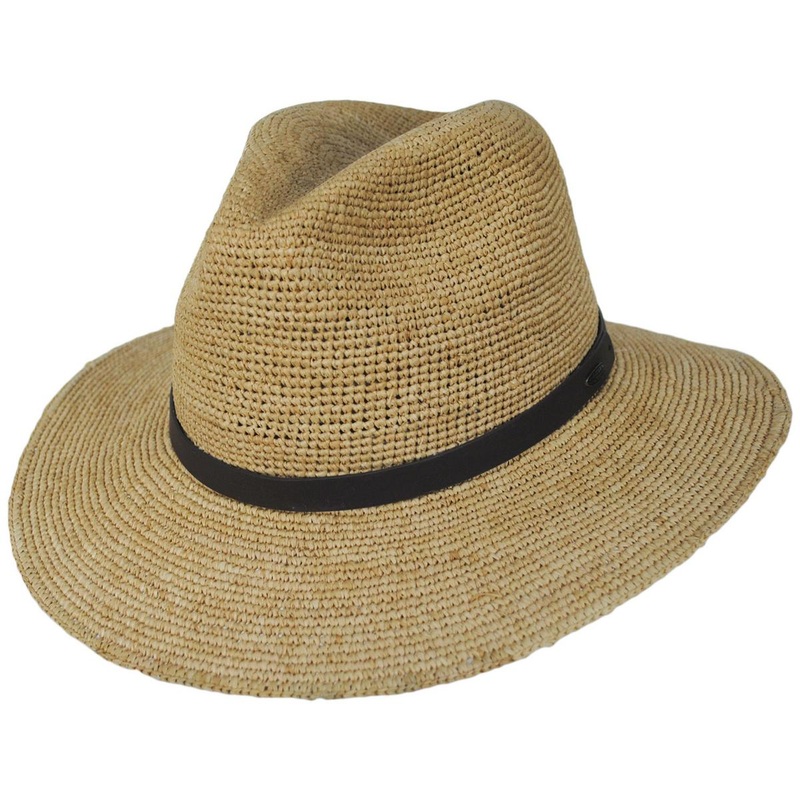 Tulum Hand Crocheted Raffia Safari Fedora Hat NATURAL S/M