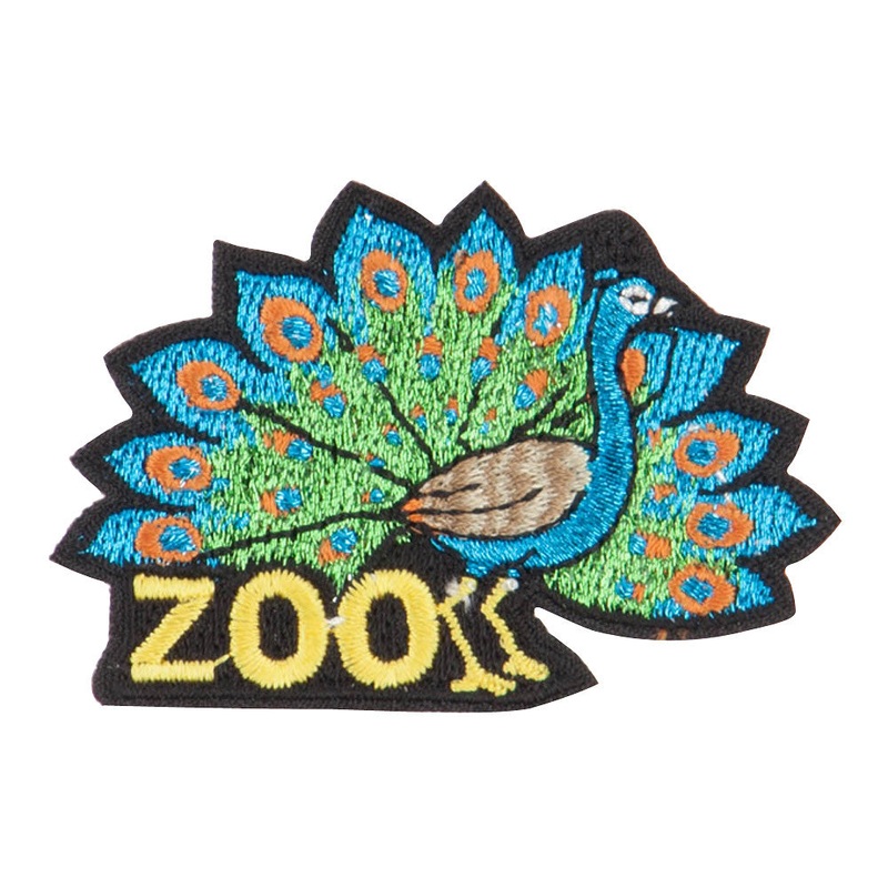 Zoo Embroidered Patches Green Blue One Size
