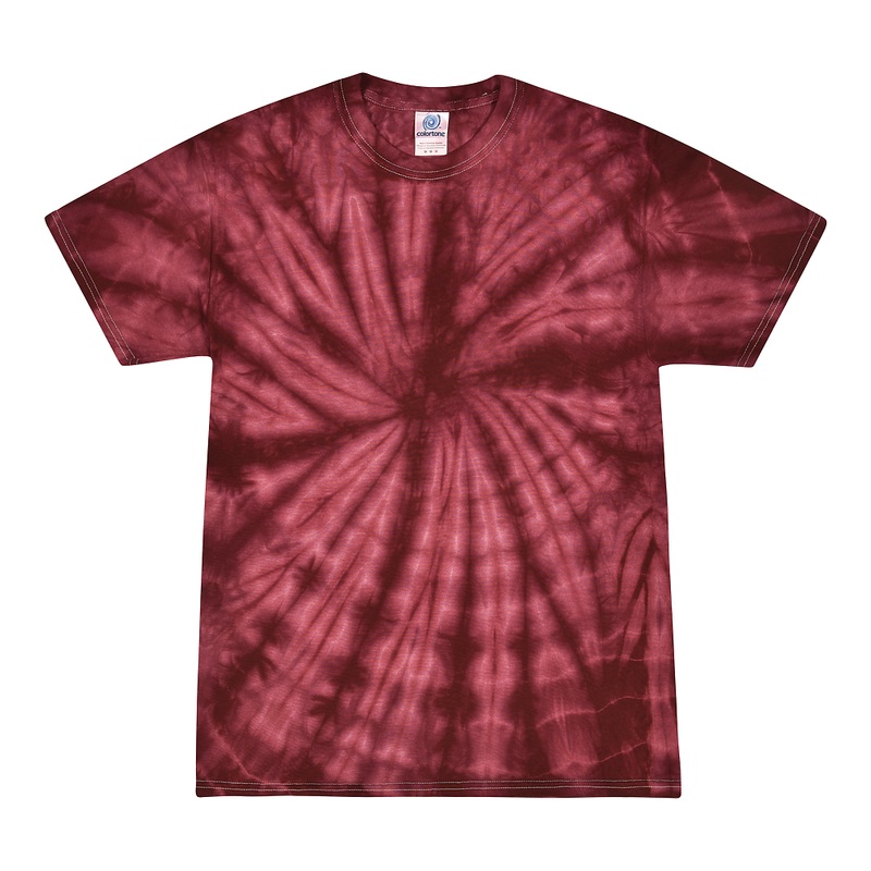 Colortone 1000 Multi-Color Tie-Dyed T-Shirt – Spider Burgundy Spider Burgundy S