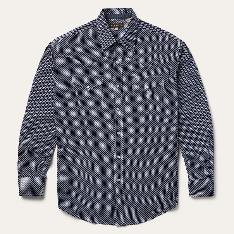 Diamond Geo Western Shirt Blue S