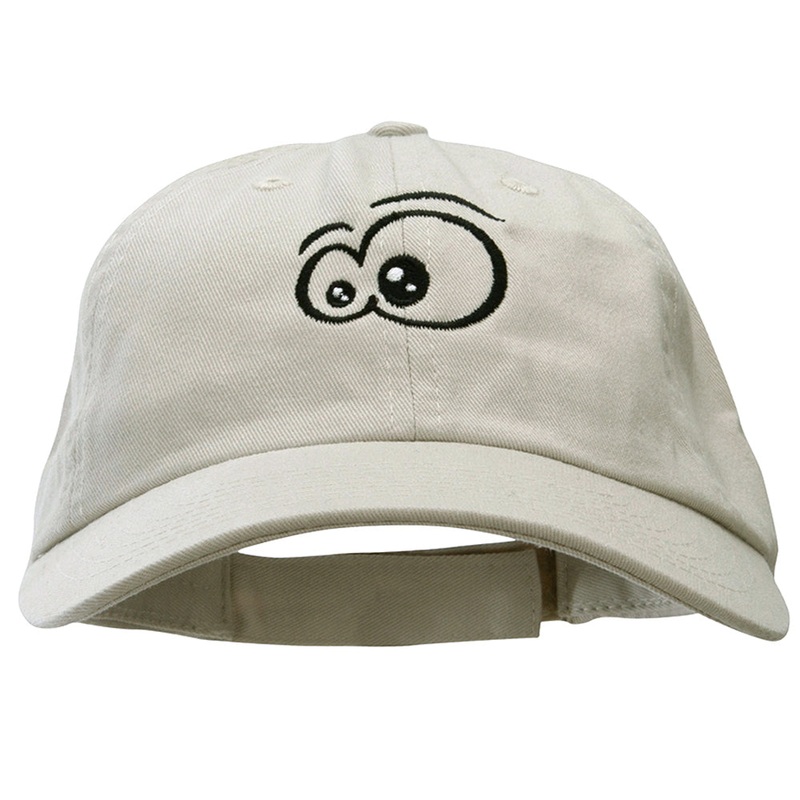 Googly Eyes Embroidered Low Profile Dyed Cotton Twill Cap Putty One Size