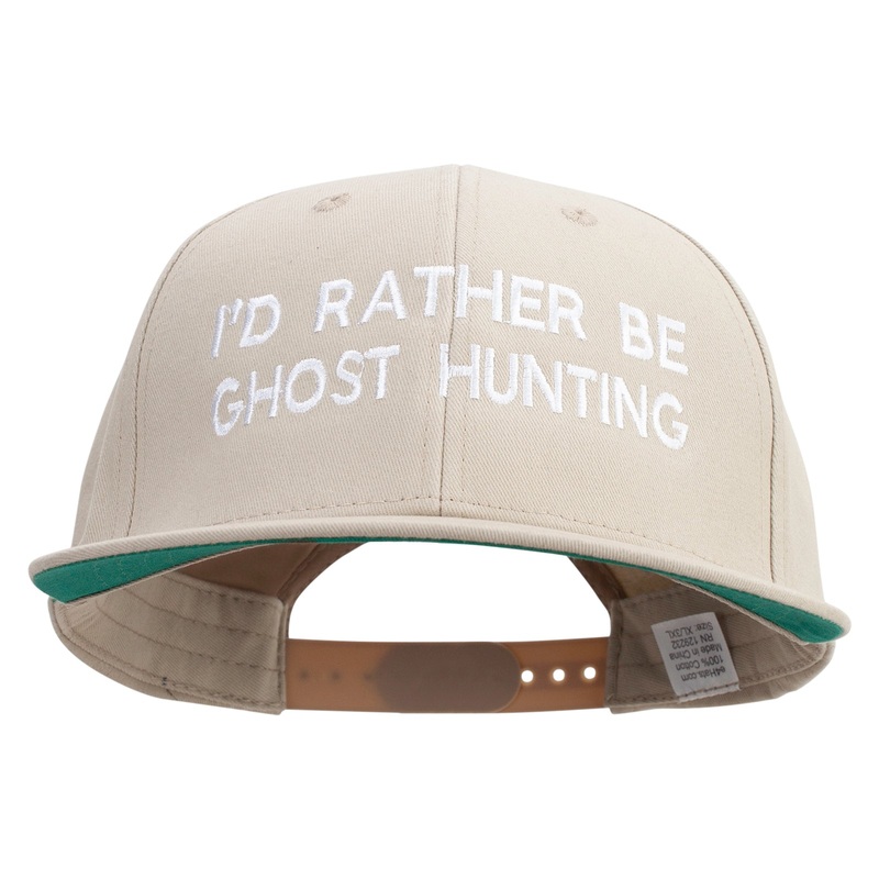 I’d Rather Be Ghost Hunting Embroidered Brushed Cotton Twill High Profile Extra Size Cap Khaki XL-3XL