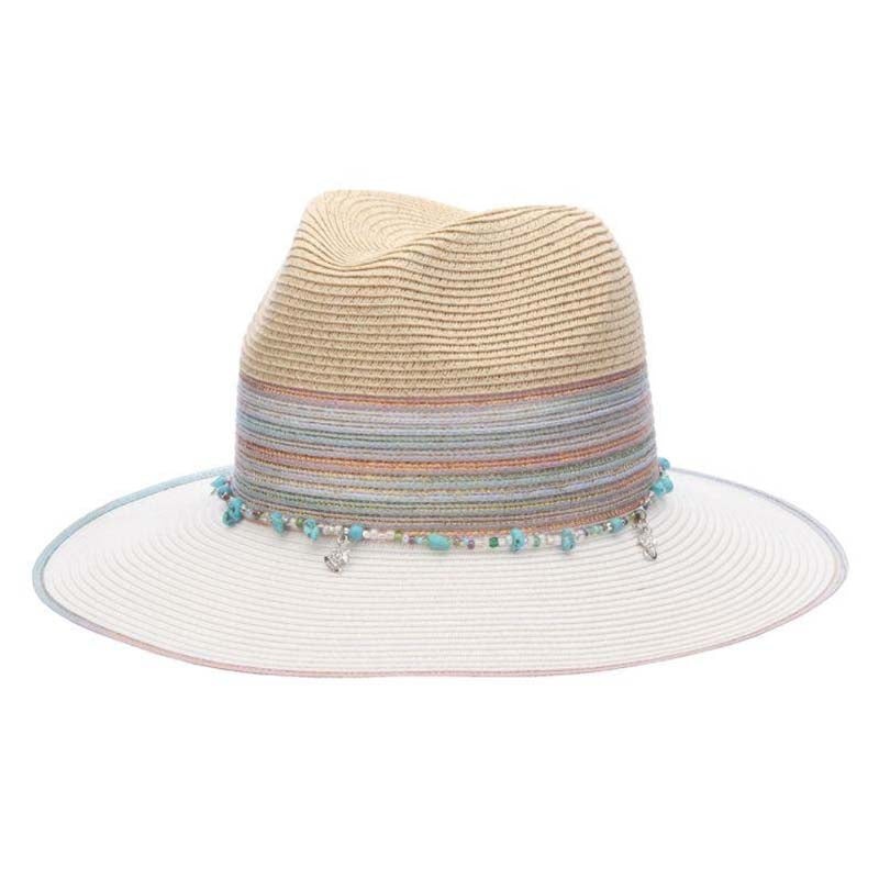 Iridescent Rainbow Trim Safari Hat – Cappelli Straworld White Medium (57 cm)