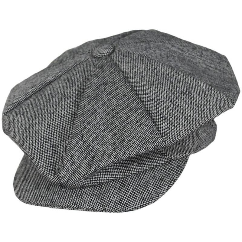 Marl Tweed Wool Blend Big Apple Cap BLACK ONE SIZE FITS MOST