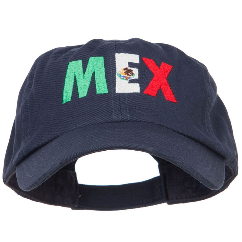 Mexico MEX Flag Embroidered Low Profile Cap Navy One Size