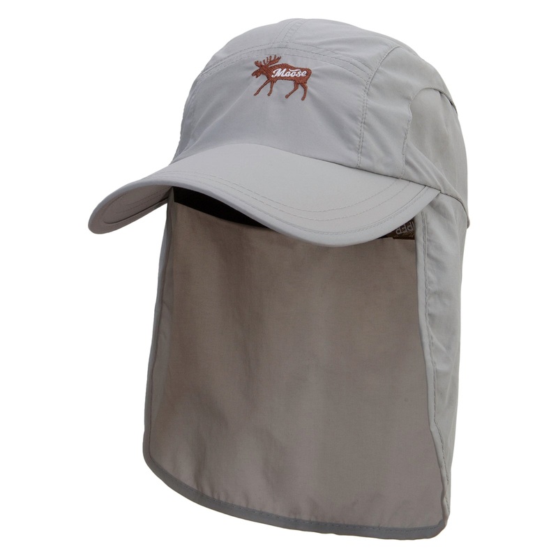 Moose Embroidered Flap Hat Grey One Size