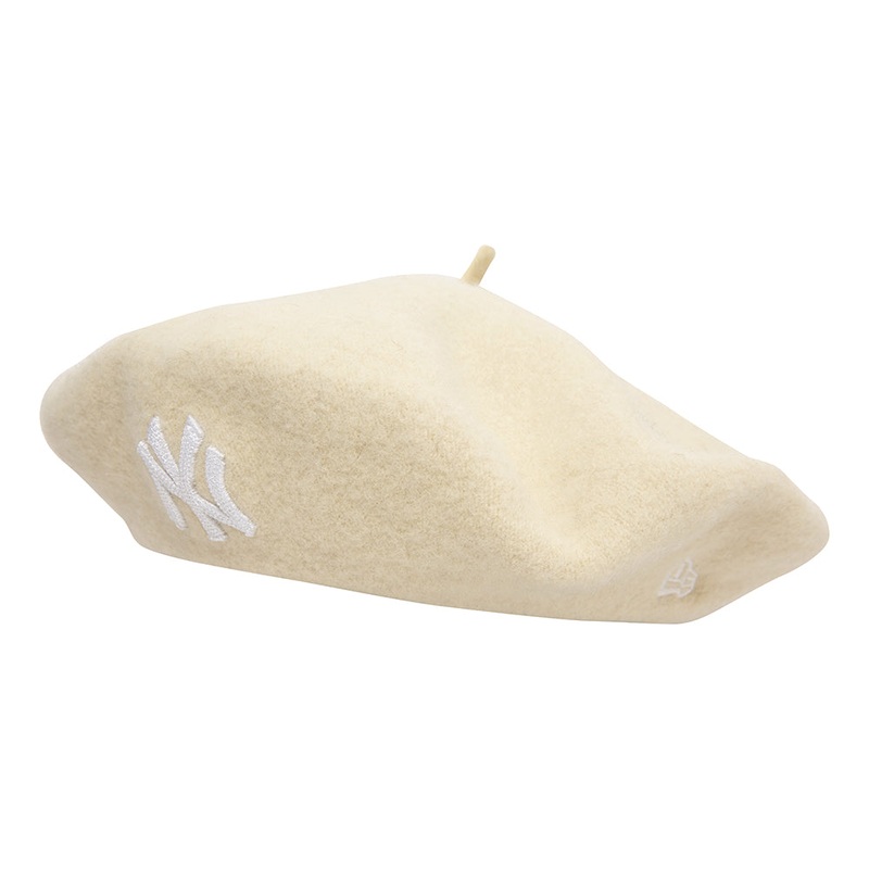New Era Womens New York Yankees Melton Wool Beret – Cream-White 1-Size