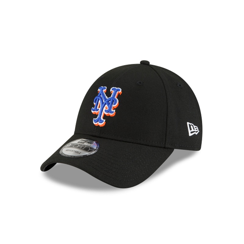 New York Mets The League Black 9FORTY Adjustable Hat One Size