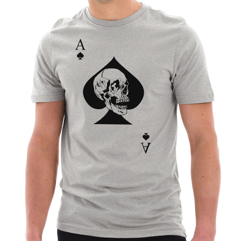 Special Forces Ace Death Card Graphic Short Sleeve Cotton Jersey T-Shirt Heather Grey XS