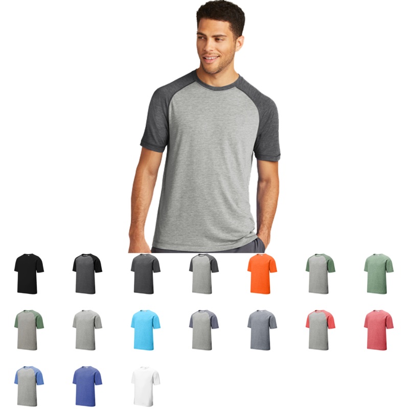Sport-Tek ST400 PosiCharge Tri-Blend Wicking Raglan Tee, T-Shirt XS