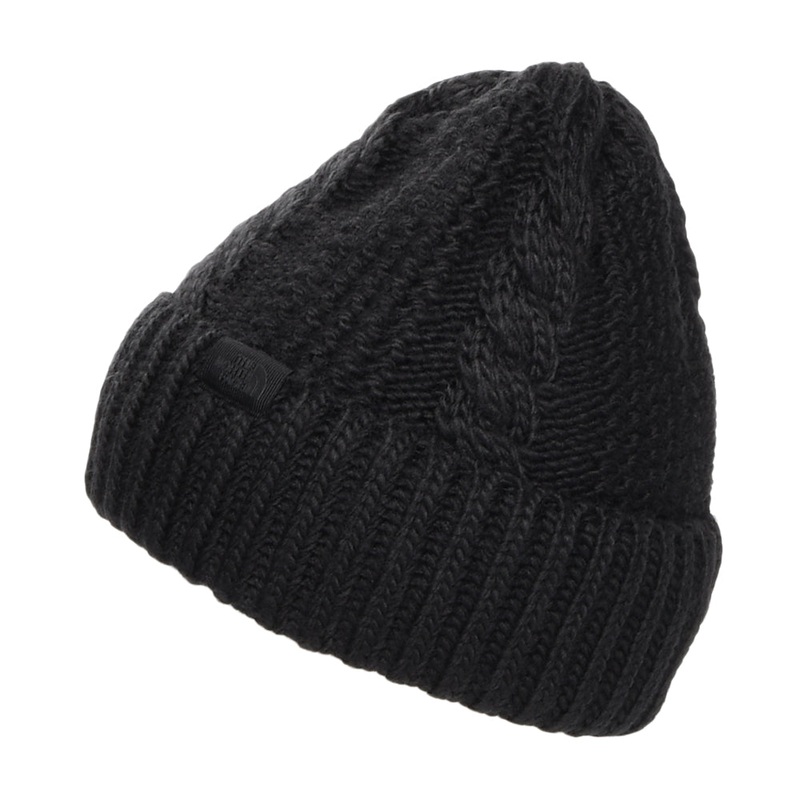 The North Face Hats Womens Oh Mega Cable Knit Cuffed Beanie Hat – Black 1-Size
