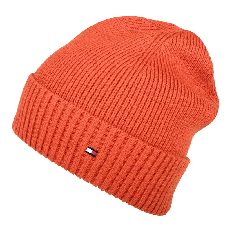 Tommy Hilfiger Hats Pima Essential Flag Cotton Cashmere Beanie Hat – Rust 1-Size