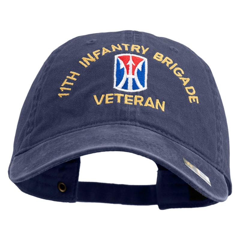U.S. Army 11th Infantry Brigade Embroidered Washed Solid Pigment Dyed Cotton Twill Brass Buckle Cap Navy One Size