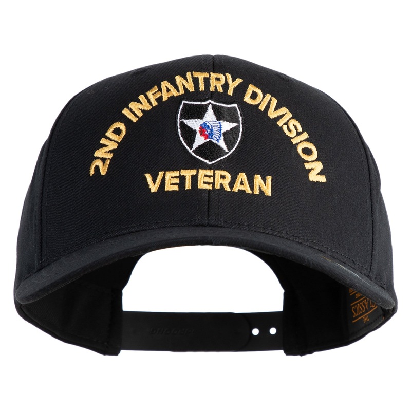 U.S. Army 2nd Infantry Division Embroidered Retro Cotton Blend Snapback Cap Black One Size