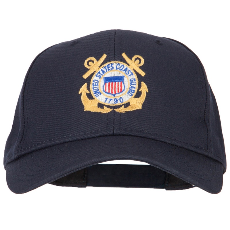US Coast Guard Anchors Embroidered Solid Cotton Pro Style Cap Navy One Size