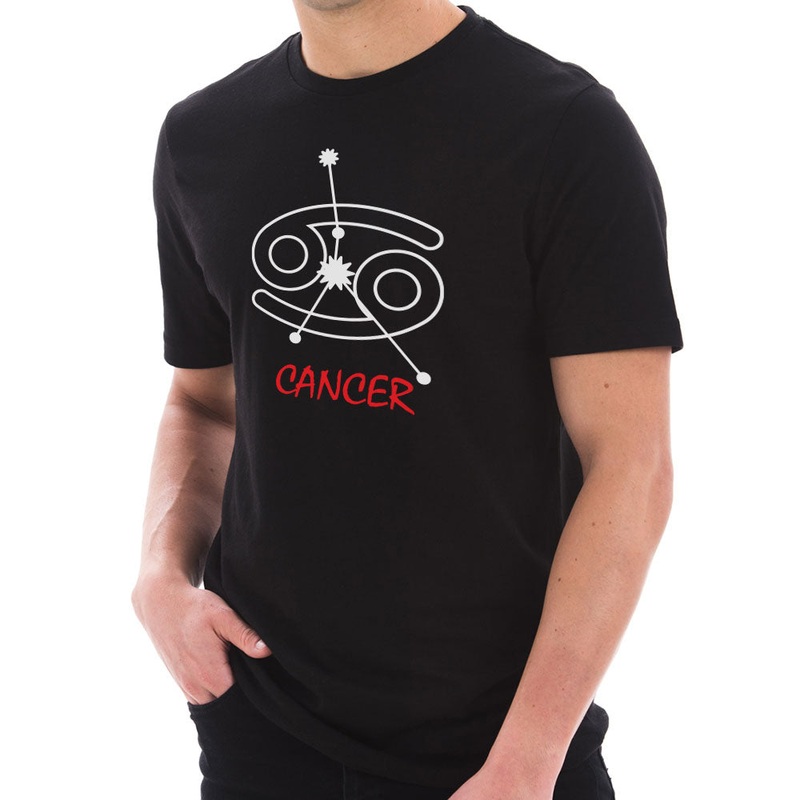 Zodiac Cancer Sign Graphic Design Short Sleeve Cotton Jersey T-Shirt Black XS