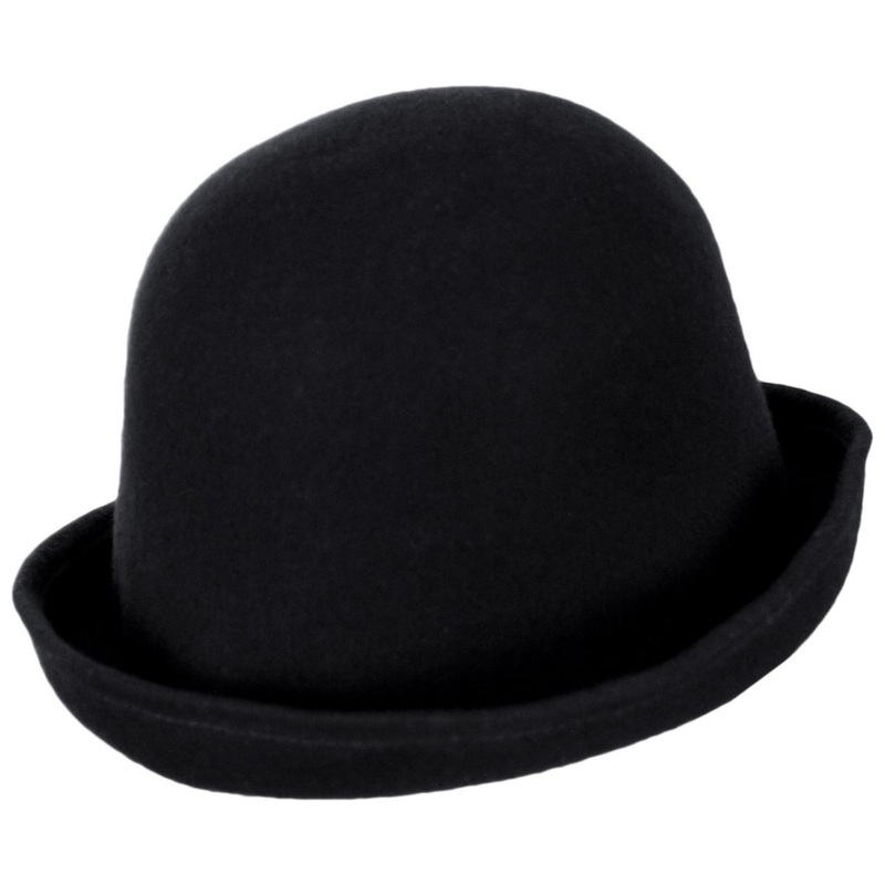 6-Way Shapeable Wool Felt Cloche Hat BLACK ONE SIZE FITS MOST