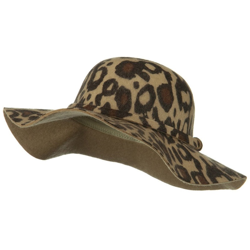 Animal Print Wool Felt Hat Brown One Size