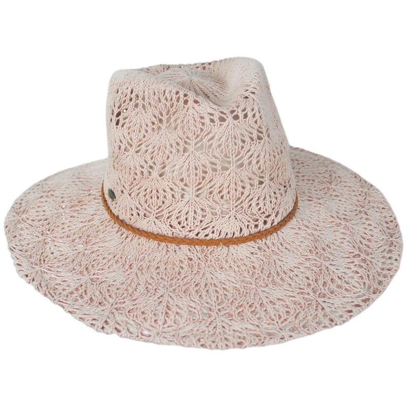 Aubree Lace Knit Outback Ranch Fedora Hat BLUSH ONE SIZE FITS MOST