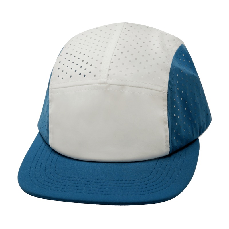 Blank – 5 Panel – Sporty – Unstructured – Pony Tail – Light Blue /  White (Unisex) – Laser Mesh